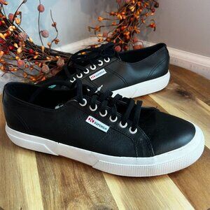 Superga Men's Platform Lace-Up Sneakers S8115BW Sz 8 US/41EU Black White Leather